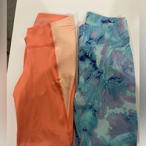 All in motion girls lot of 2 athletic leggings blue and orange size 10/12